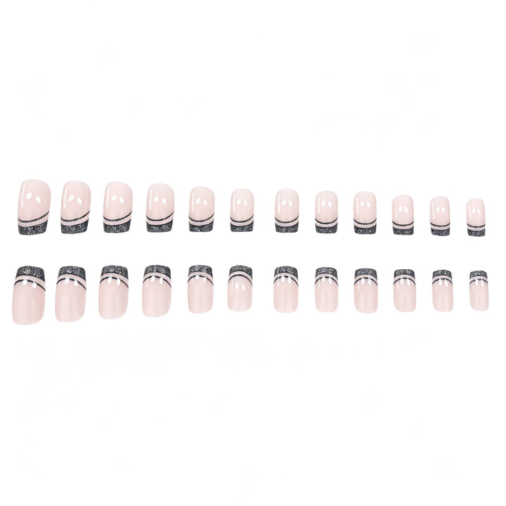 Elegante Glitzernde French Tip Nagelkunst Karnz