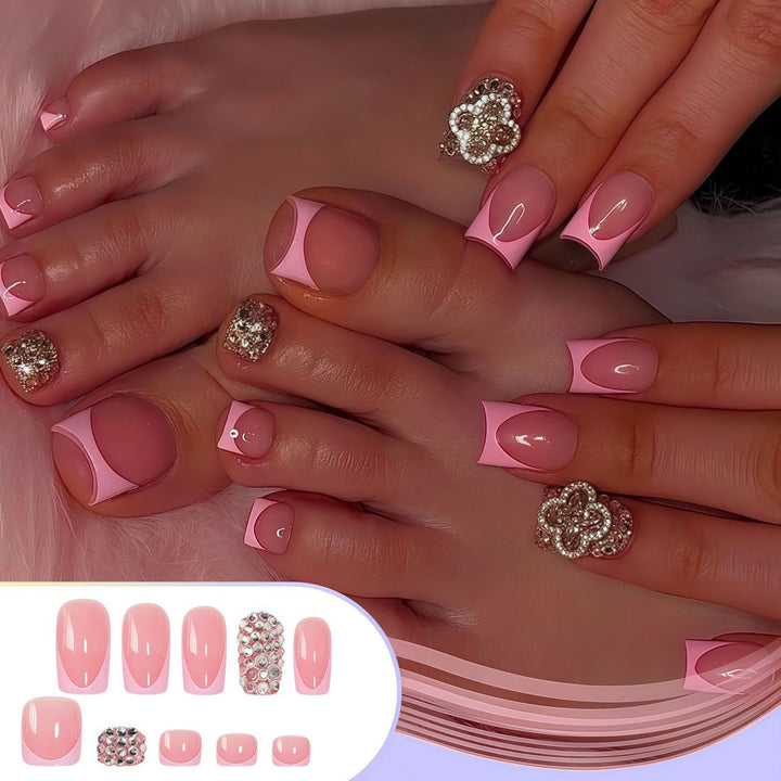 Glamouröser French Tip Press-On Nail Set Karnz