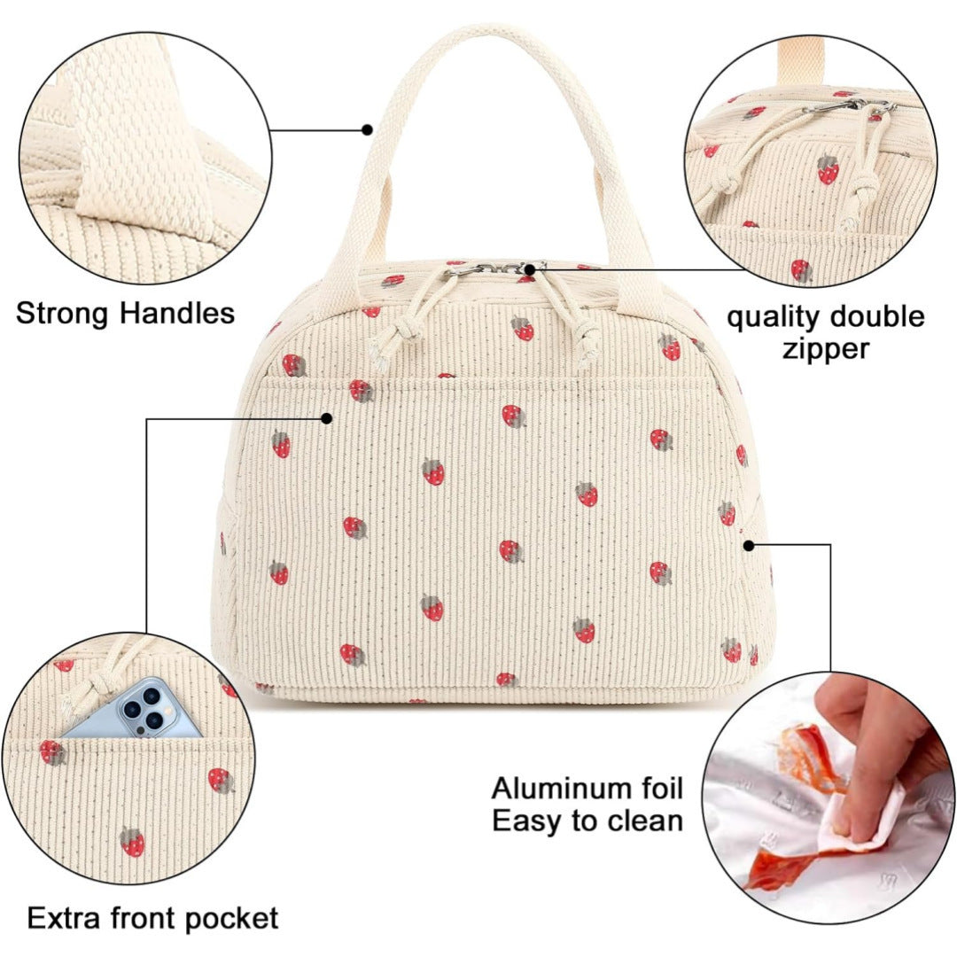 Charmante Erdbeer Print Isolierte Lunch Tasche