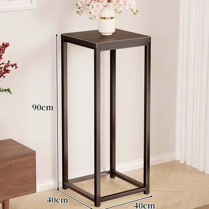 Hoher Metallpflanzenständer Pedestal mit quadratischer Oberseite Minimalistischer Rahmen