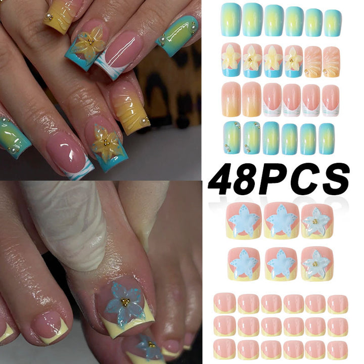 Hochwertiges florales Design Press-On Nagelset Karnz