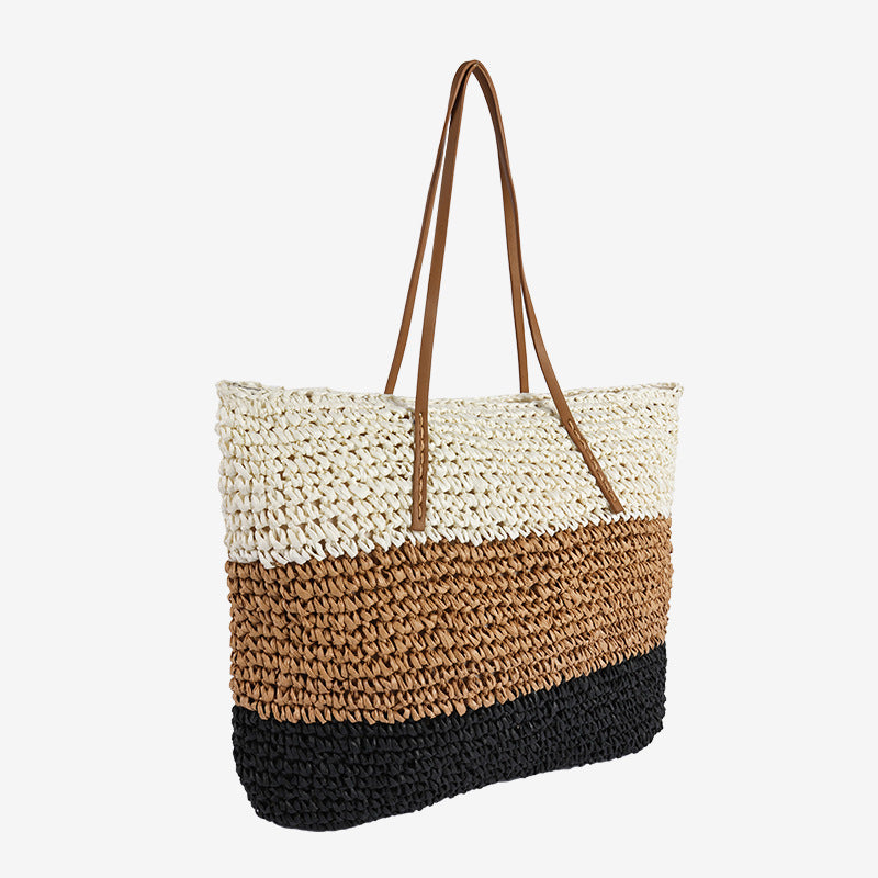 Damen Mode-Tasche aus handgefertigtem Naturmaterial mit Streifenmuster Karnz
