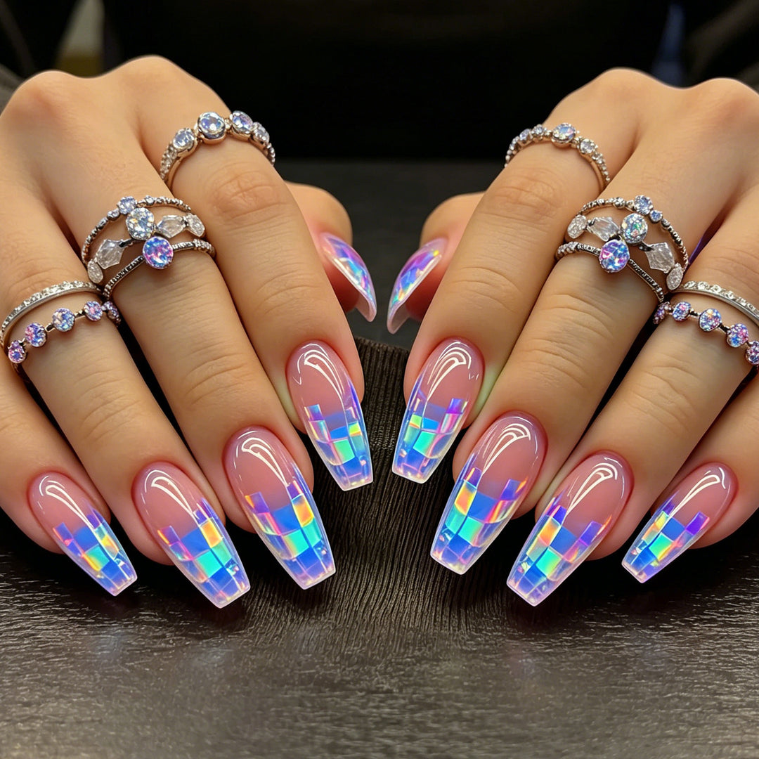 Künstlerische transparente Acryl-Nagelerweiterungen Karnz