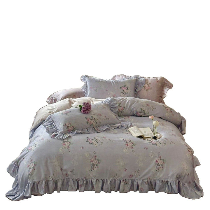 Romantisches Bettwäsche-Set mit Rüschen und Vintage-Blumenmuster