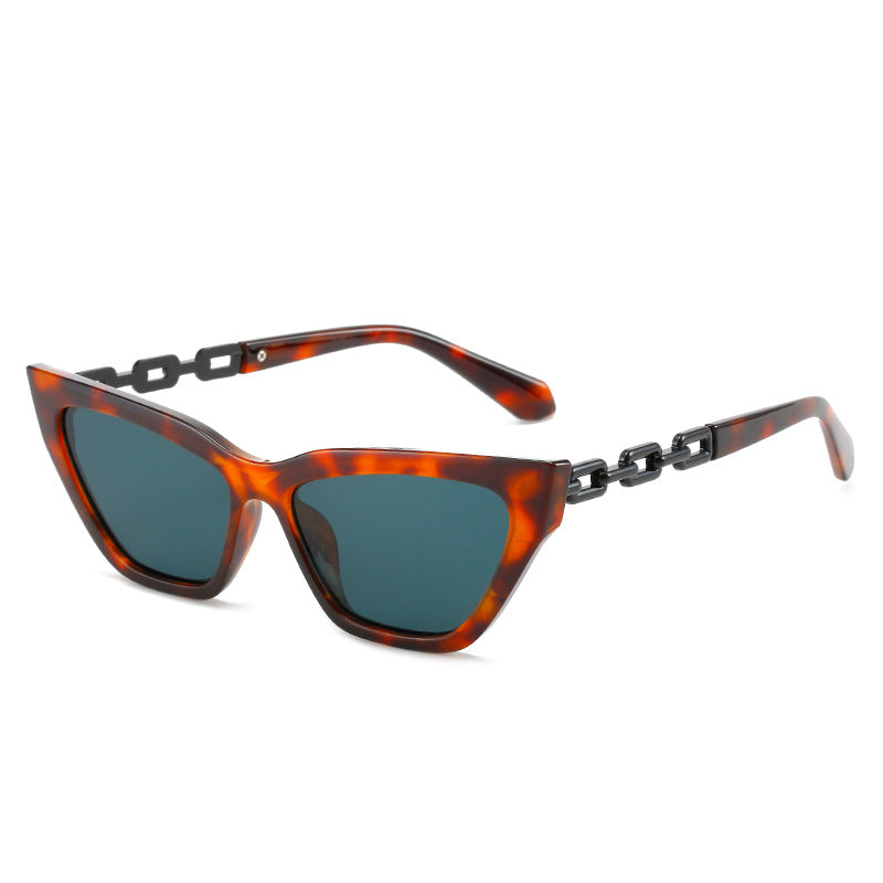 Damen Cat-Eye Sonnenbrille mit modernem Kettenrahmen Karnz