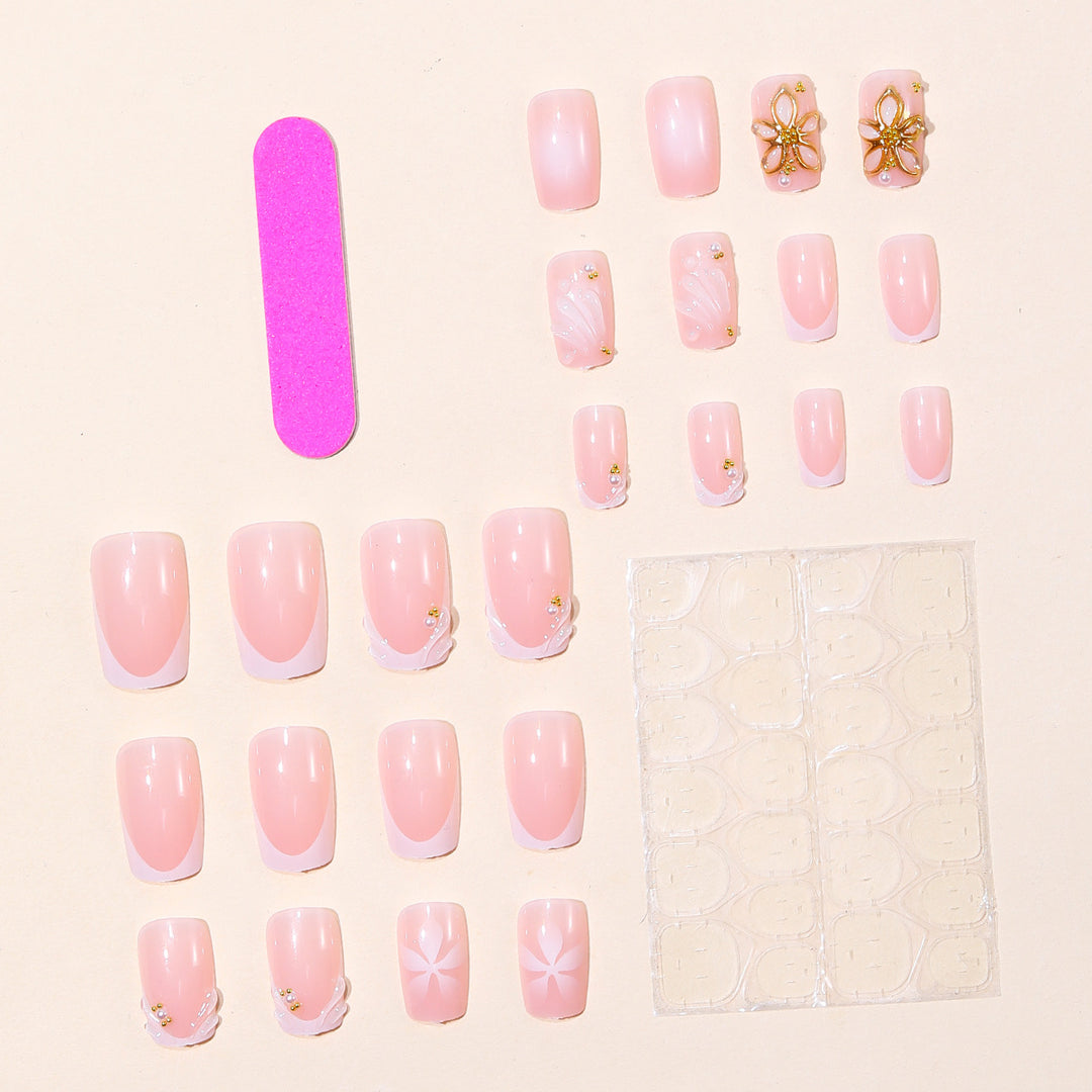Elegantes Florales Design Acryl Nagelkunst Karnz
