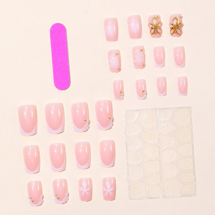 Elegantes Florales Design Acryl Nagelkunst Karnz