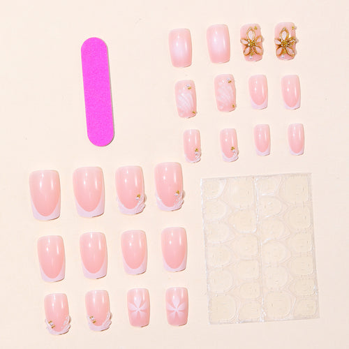 Elegantes Florales Design Acryl Nagelkunst Karnz