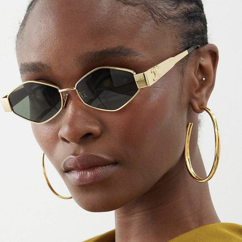 Damen hexagonale Designer-Sonnenbrille mit innovativem Metallrahmen Karnz