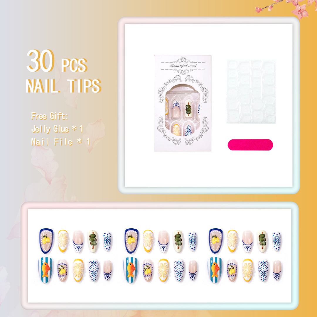 Künstlerisches tropisches Press-On Nagelset