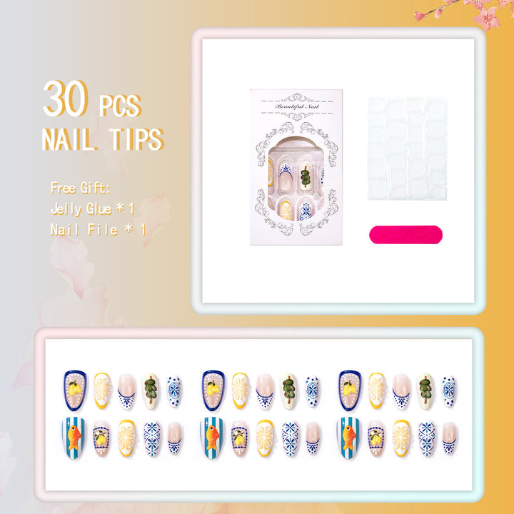 Künstlerisches tropisches Press-On Nagelset