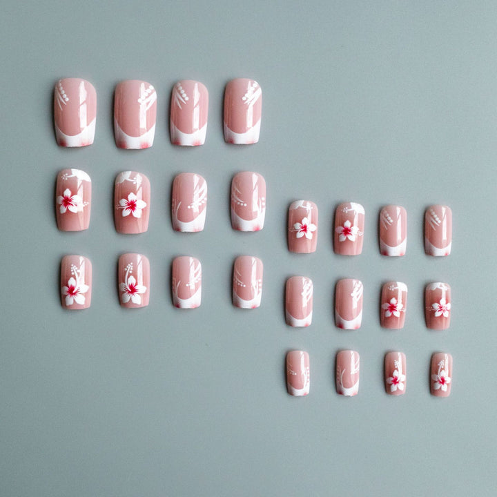 Floral Französische Spitze Nagelkunst Set