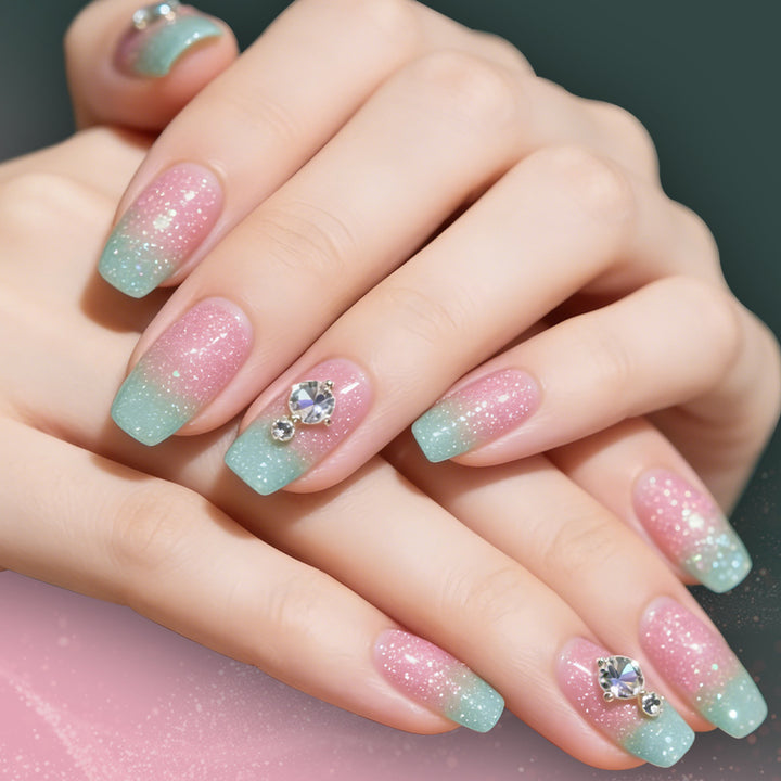 Ombre Glitter Press-On Nagelset Karnz