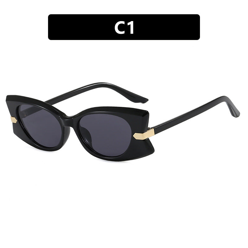 Damen Cat-Eye Sonnenbrille mit stilvollem Einsatz aus Metall und UV-Schutz Karnz