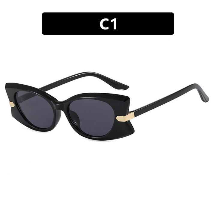Damen Cat-Eye Sonnenbrille mit stilvollem Einsatz aus Metall und UV-Schutz Karnz