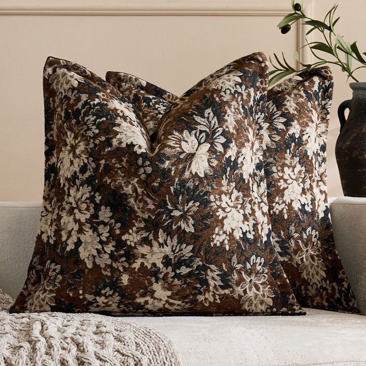 Übergroßes Jacquard Blumen Velours Kissenbezug mit verdecktem Reißverschluss