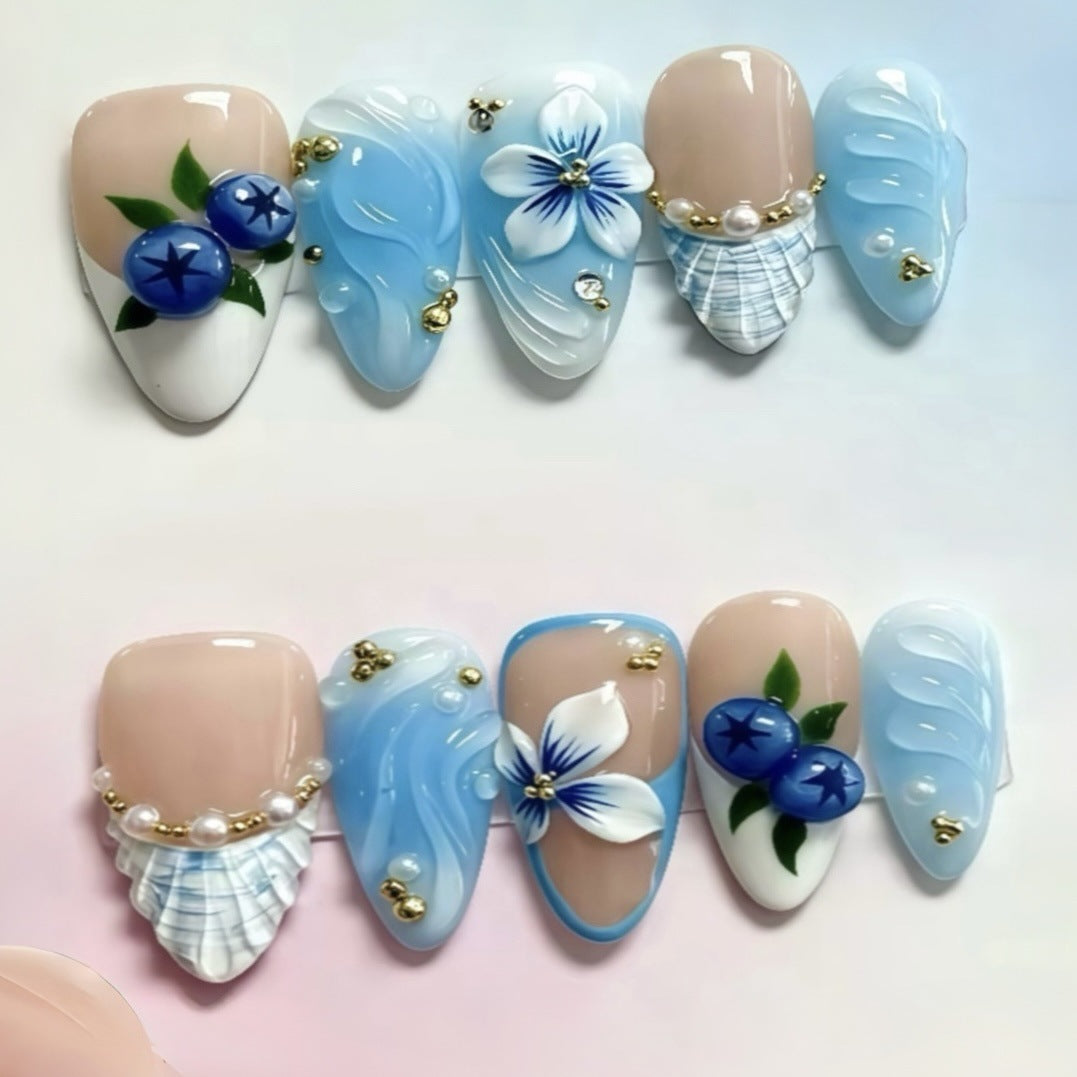 Dekorativer Blumenausdruck-Nagelset 1790745680