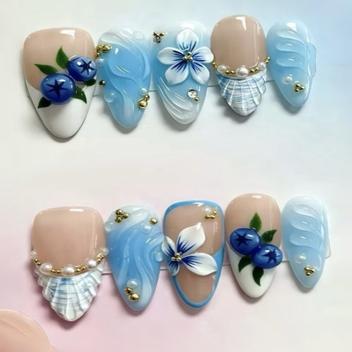 Dekorativer Blumenausdruck-Nagelset 1790745680
