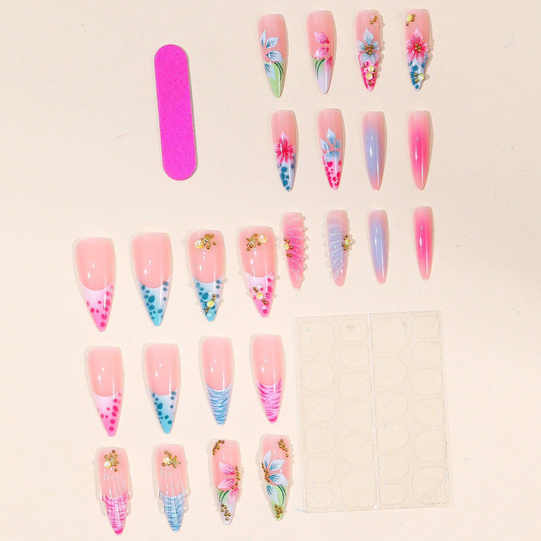 Künstlerische 3D Blumen Acryl Nagelverlängerungen Karnz