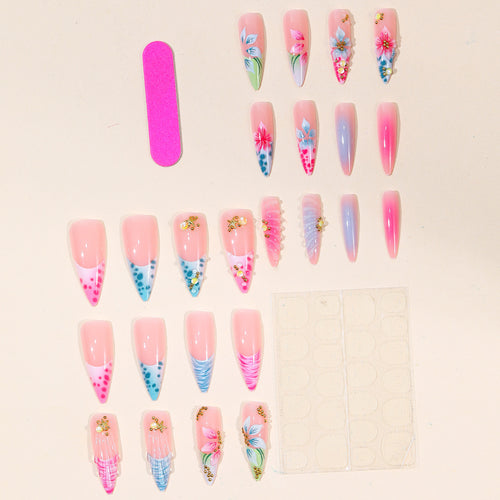 Künstlerische 3D Blumen Acryl Nagelverlängerungen Karnz