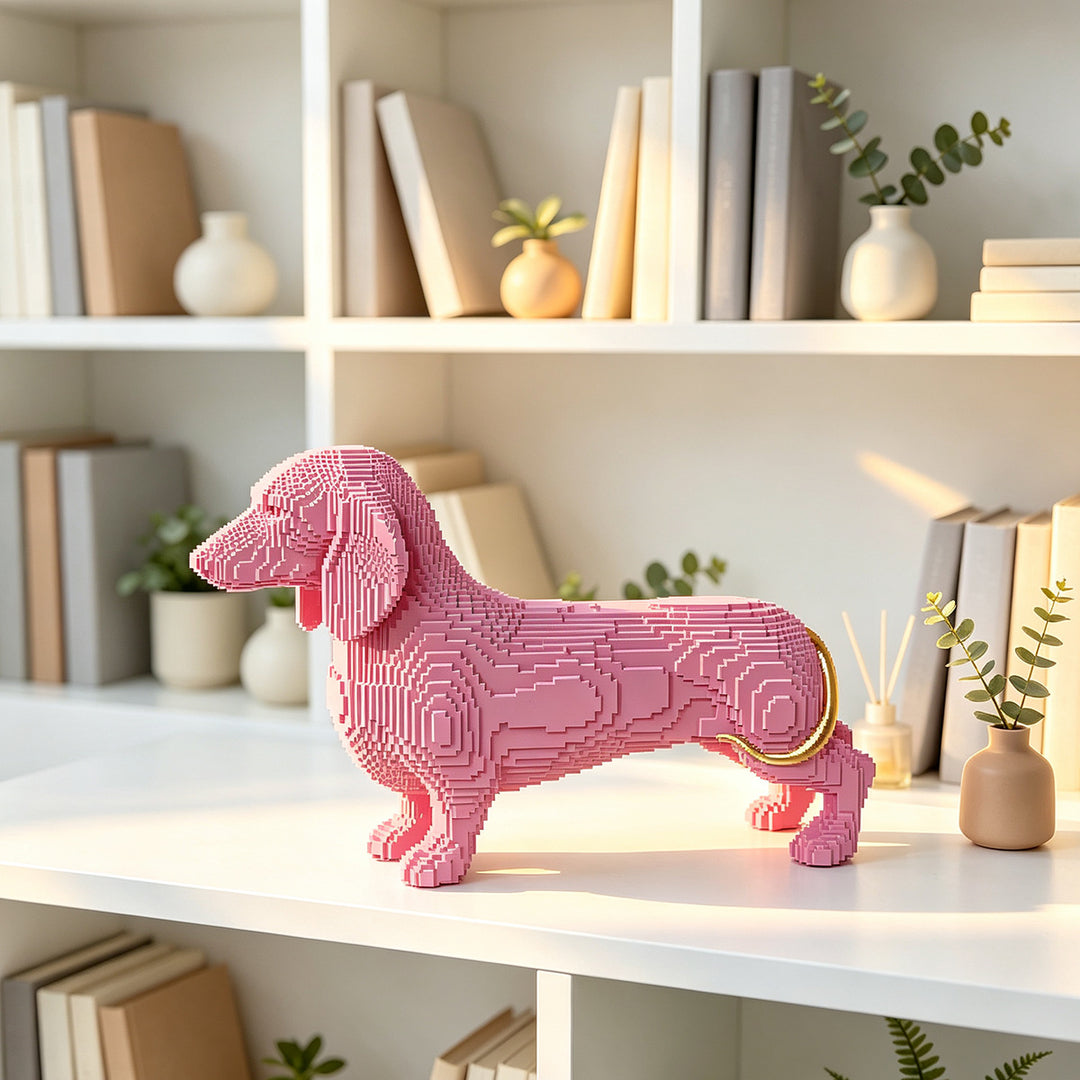 Verspielte Dekofigur eines süßen Dachshunds Karnz
