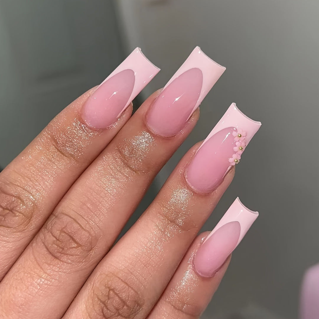 Dekorative florale Press-On Nagelset Karnz