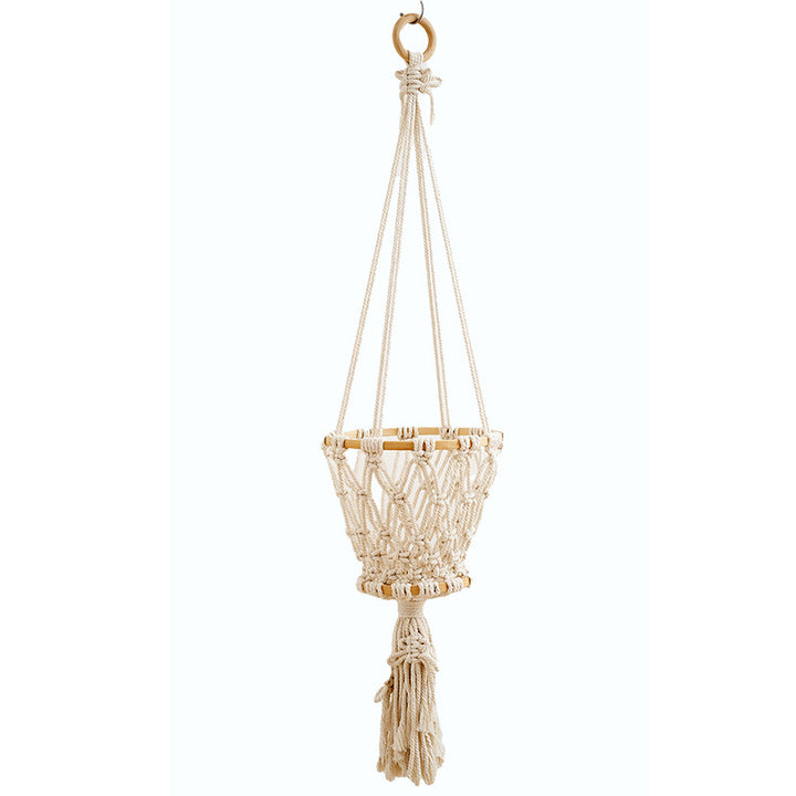 Macrame Hängender Blumentopf mit Holzakzenten Karnz