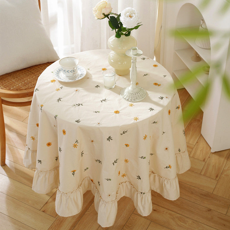 Bestickte Blumenmuster Tischdecke