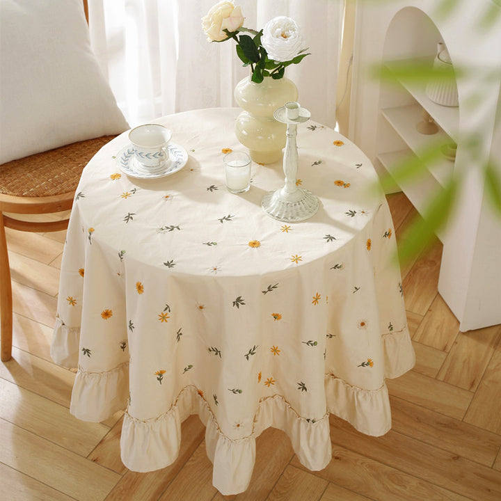 Bestickte Blumenmuster Tischdecke