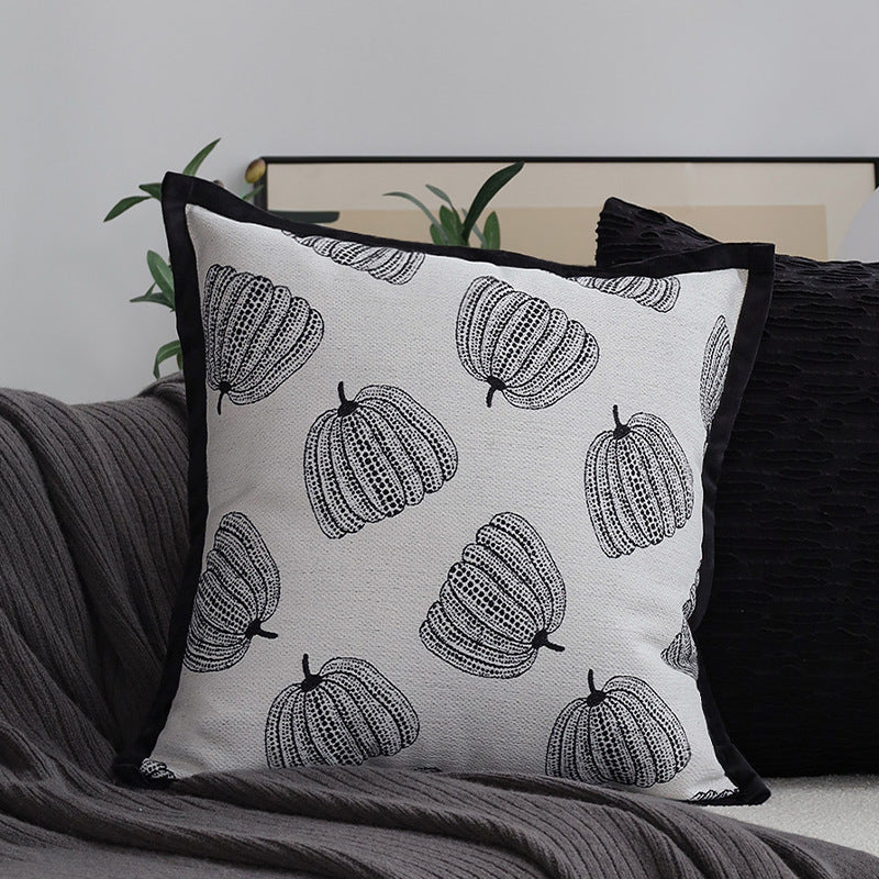 Dekoratives Wohnkissen mit feinem Jacquard-Baumdruck und Samtpaspel Karnz
