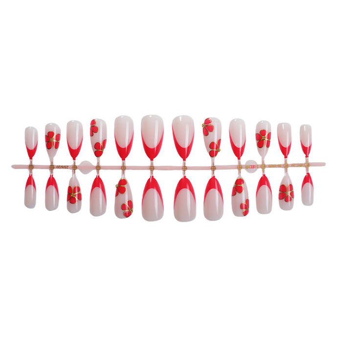 Künstlerisches Press-On Nagelset mit floralem und Ombre-Design Karnz 1788496157