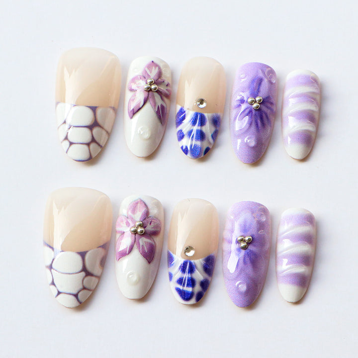 Künstlerische Blumen Press-on Nagelkollektion 1791724334