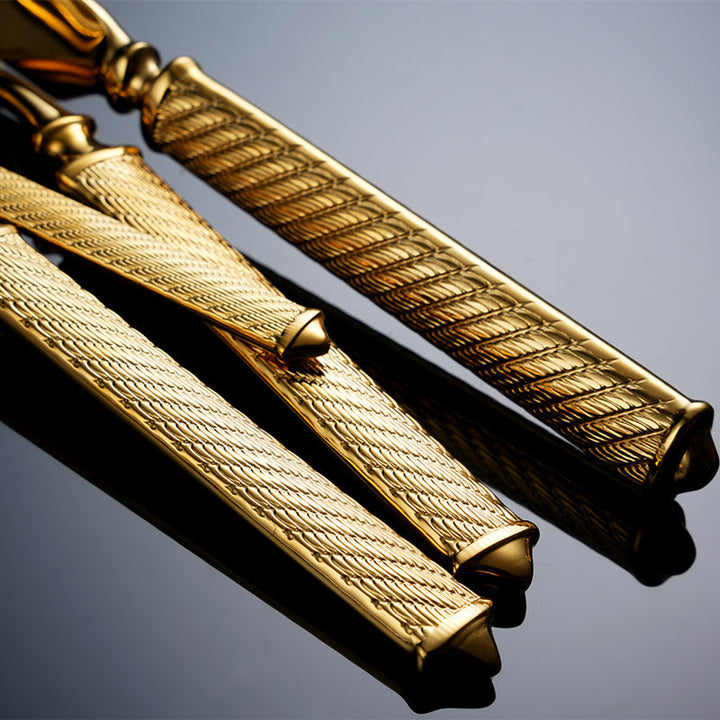 Realm Texturiertes Gold Luxus Besteckset | Karnz
