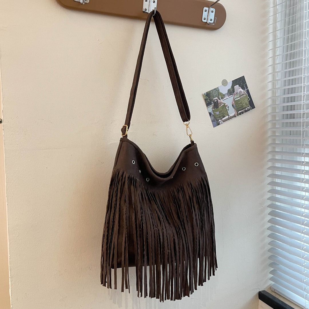 Suede Fringe Schultertasche Karnz