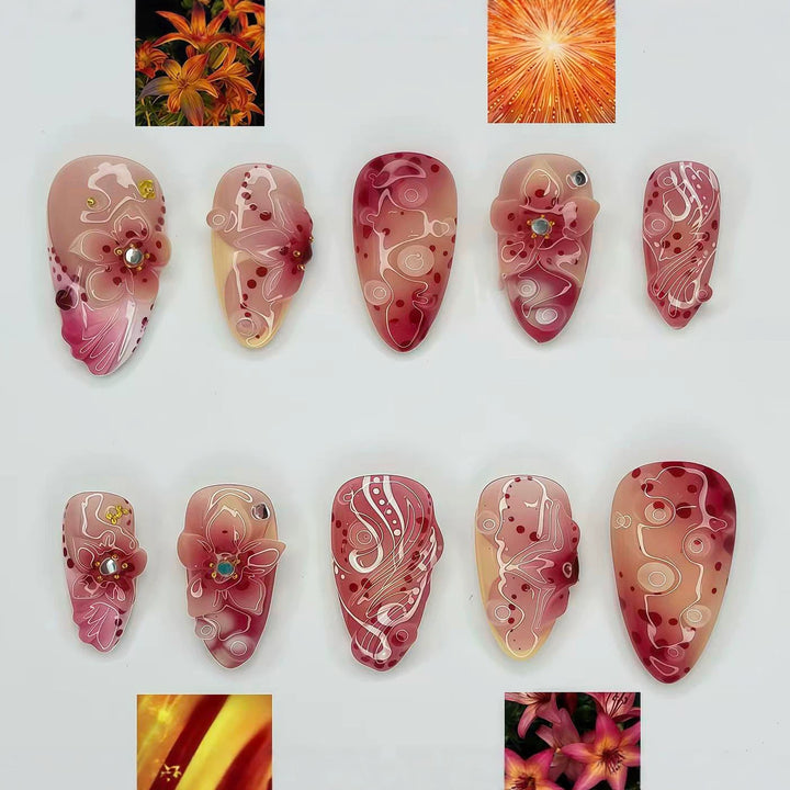 Dekoratives Florales Press-On Nagelkunst Set 1790745679