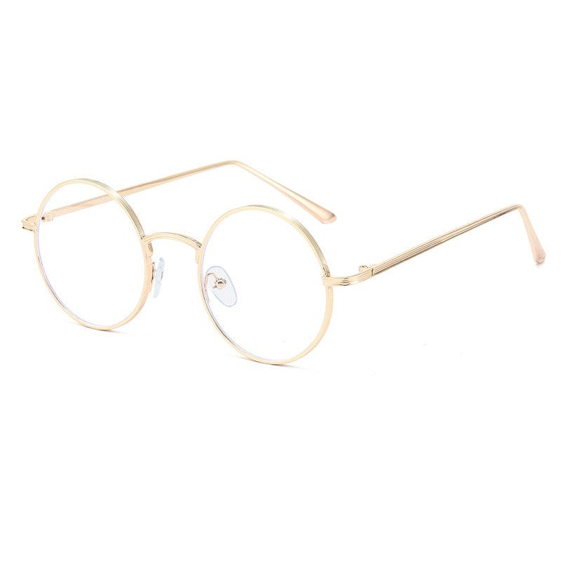 Damen modische Brille mit runden Gläsern und feinem Metallrahmen Karnz