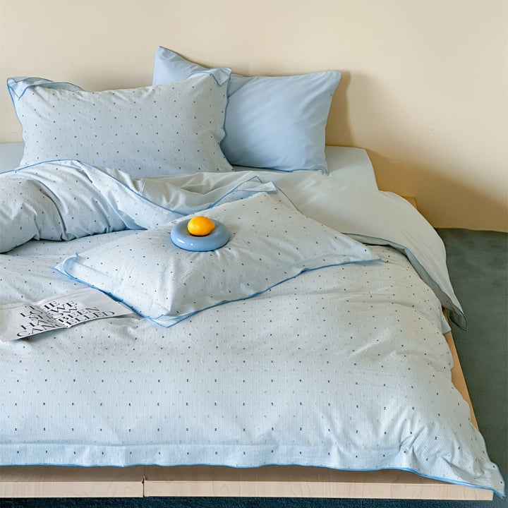 Umkehrbares Baumwolle-Percale-Bettbezug-Set mit Mikro-Dot- und Streifenstruktur