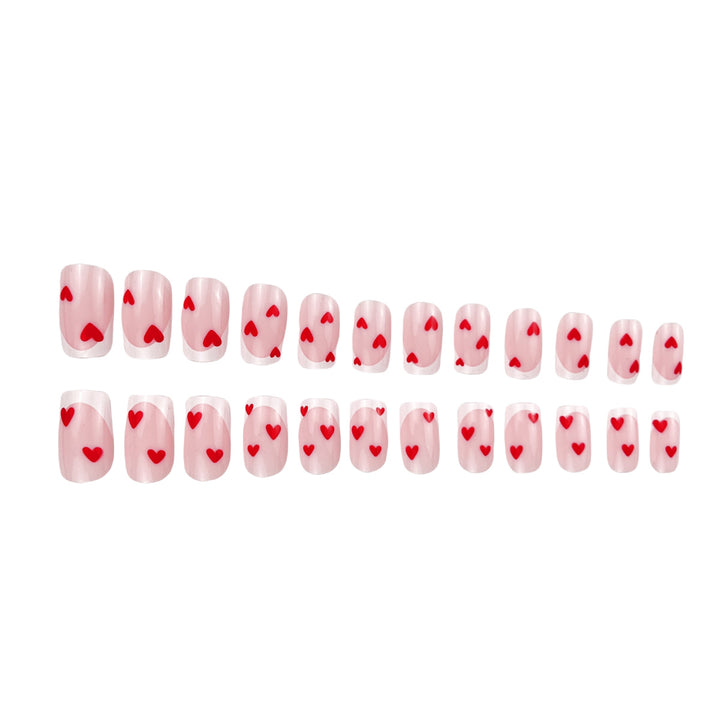 Herz-verzierte French Tip Nagelkunst Karnz