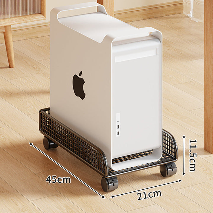 Untertisch-Roll-PC-Tower-Ständer mit Netzablage und verriegelbaren Rollen