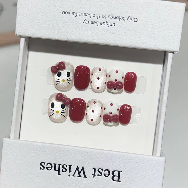 Premium Press-On Nail Art Set mit elegantem Herz- und Blattdesign Karnz