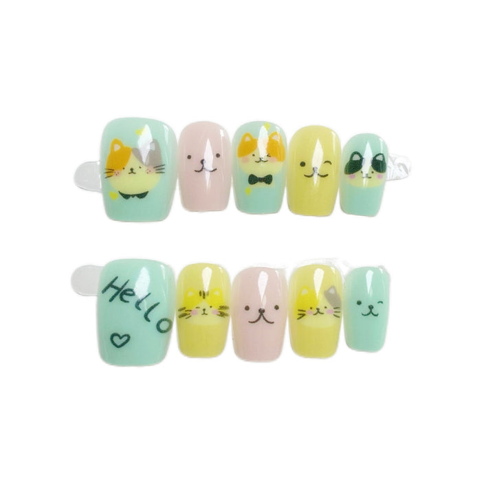 Verspielt Tier-Themen Press-On Nagelkunst Set