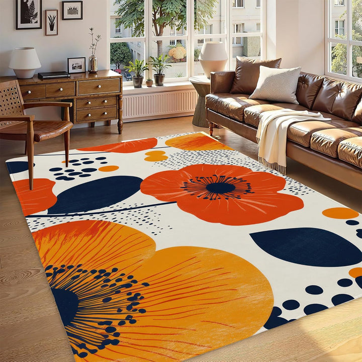 Abstract Leaf Print Teppich