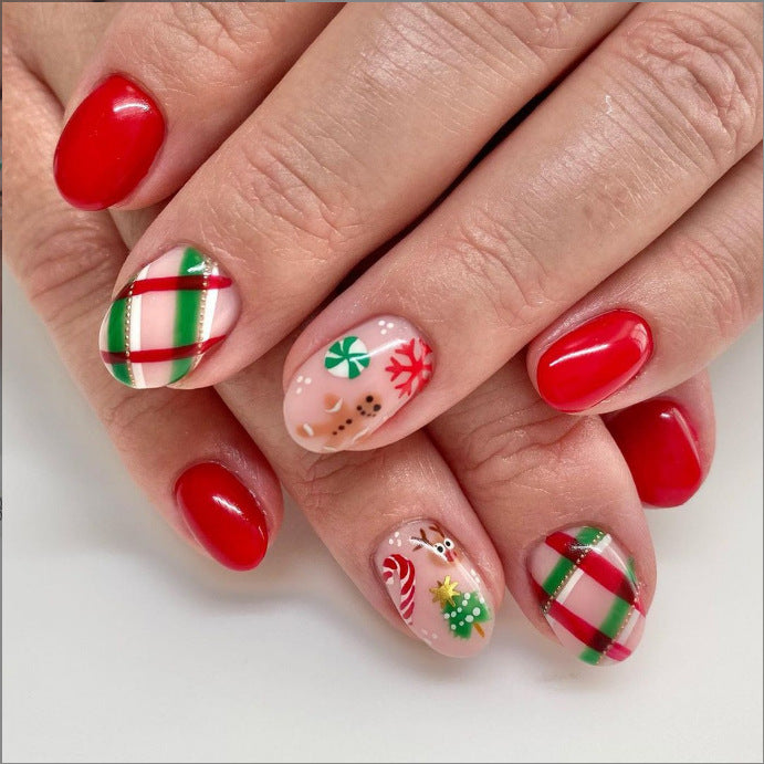 Festliches Feiertags-Themen Press-On Nagelset Karnz