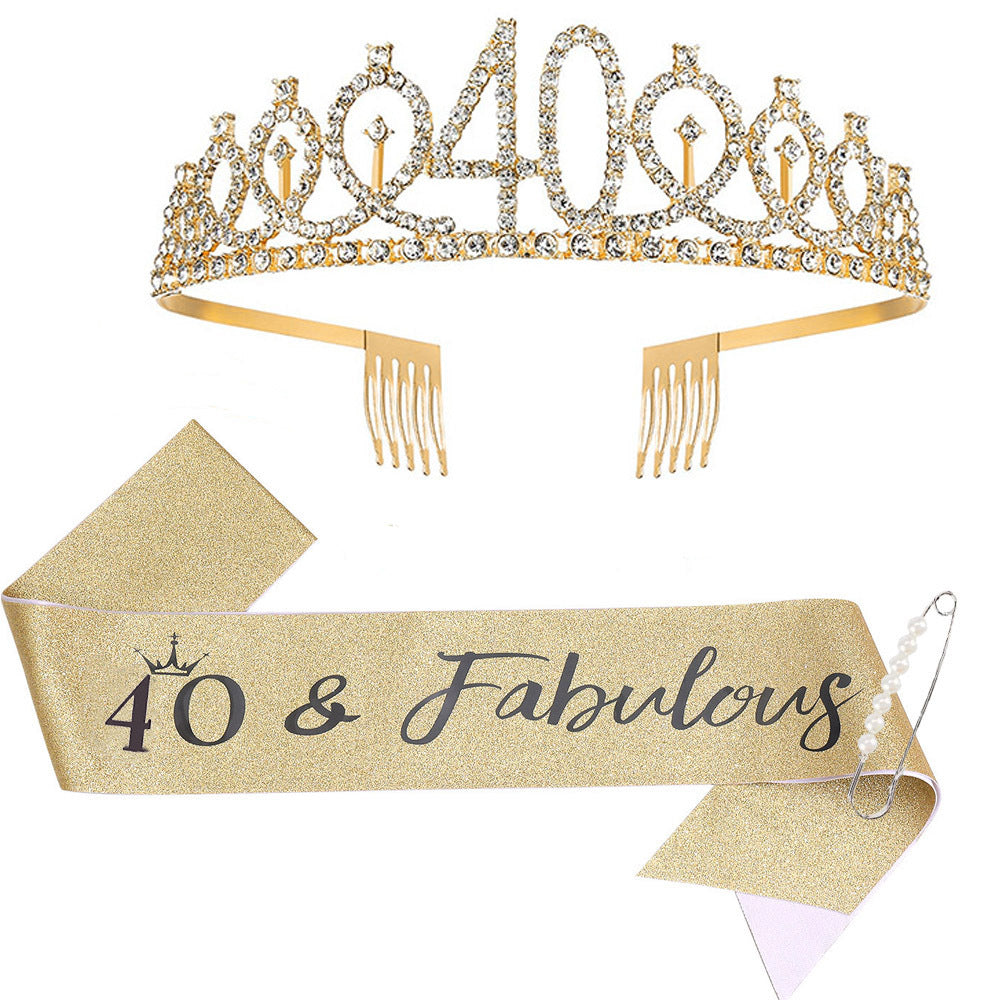 Damen Glitzernde Tiara mit personalisiertem 80. Geburtstagsschriftzug Karnz