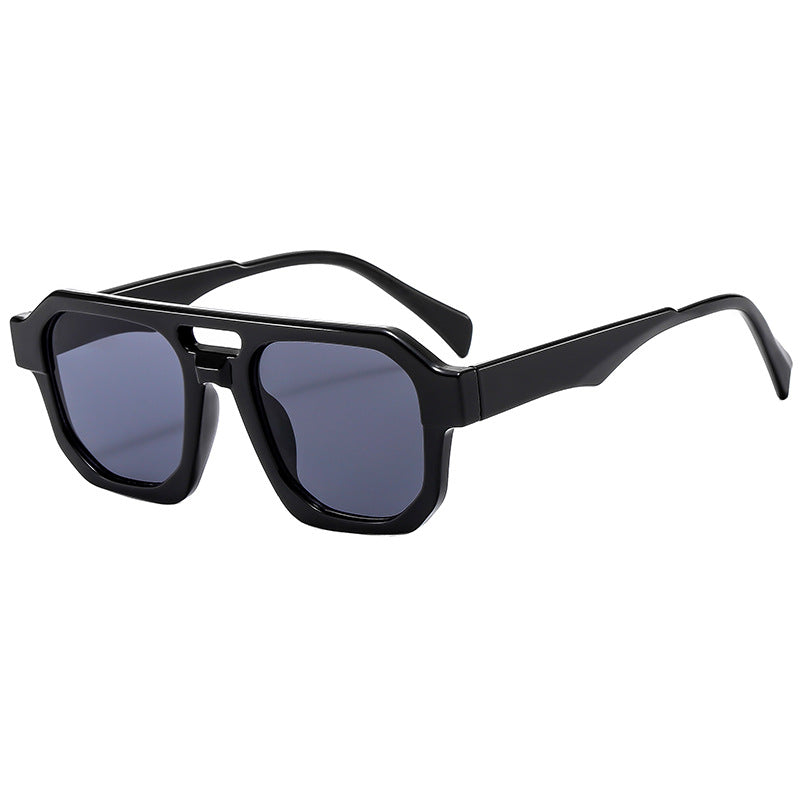 Damen exklusive polygonale Sonnenbrille mit luxuriösem Schildpatt-Muster Karnz