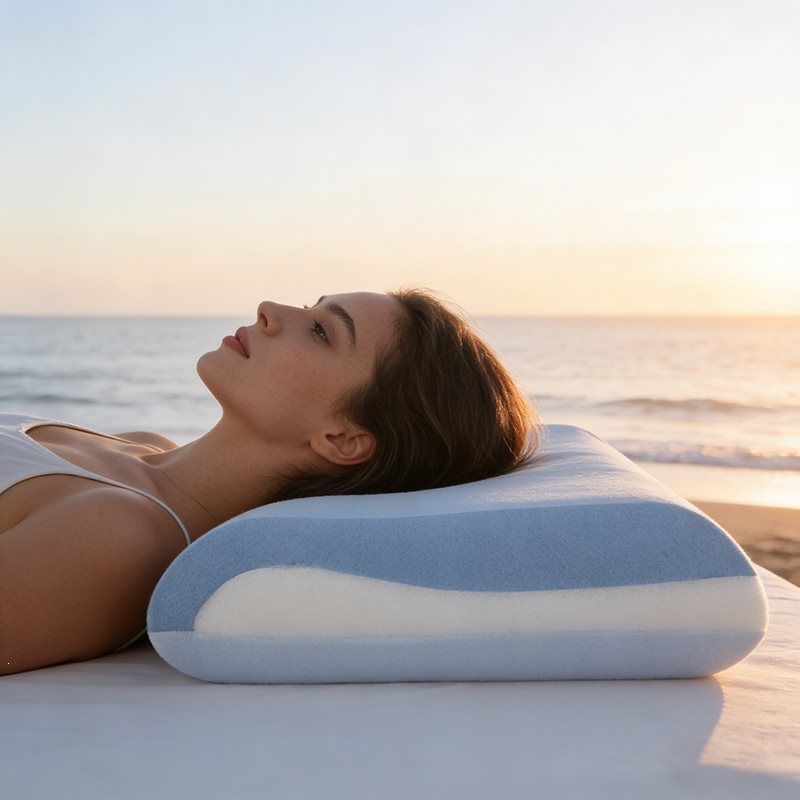 kontur memory foam ergonomisches zervikal-kissen mit atmungsaktivem kühlendem gestricktem bezug und abnehmbarem waschbarem kissenbezug Karnz