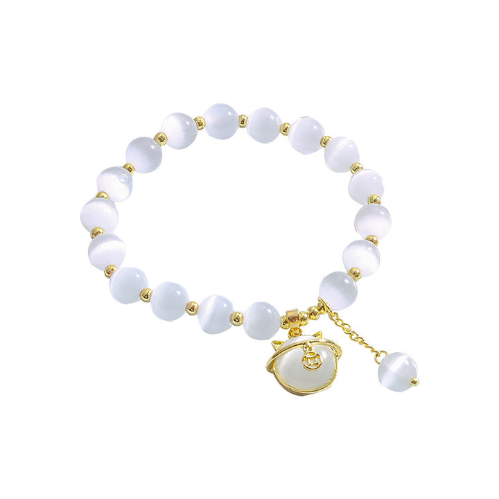 Charm Perlenarmband mit Katzenanhänger Karnz
