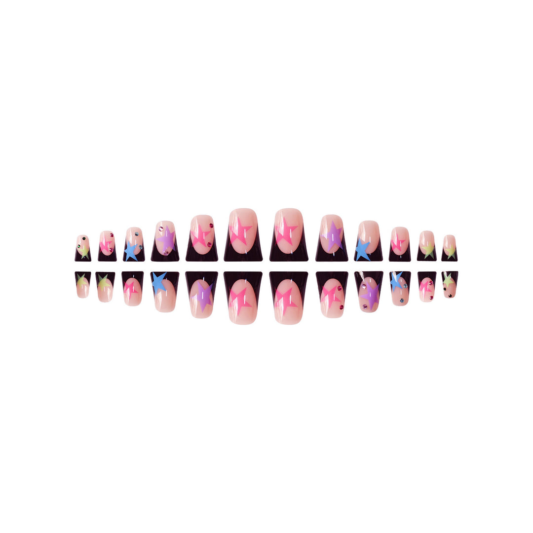 Künstlerisches Stiletto Nagelkunst Set mit Sternakzenten Karnz