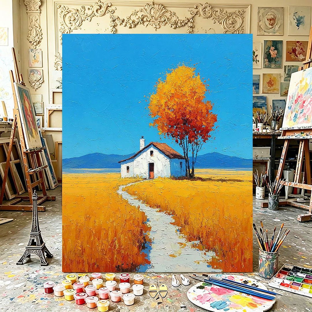 Herbstinspiriertes Landschaftsleinwandkunst Karnz