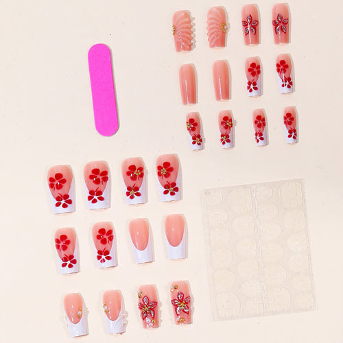 Elegante Florale Acryl Nagelkunst Karnz